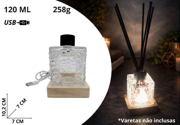 DIFUSOR COM BASE LUMINOSO TRANSP.120ML BM363037 DIFUSOR