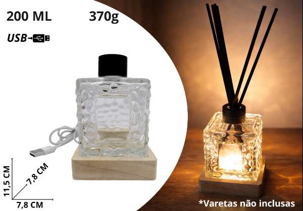 DIFUSOR COM BASE LUMINOSO TRANSP.200ML BM363038 DIFUSOR